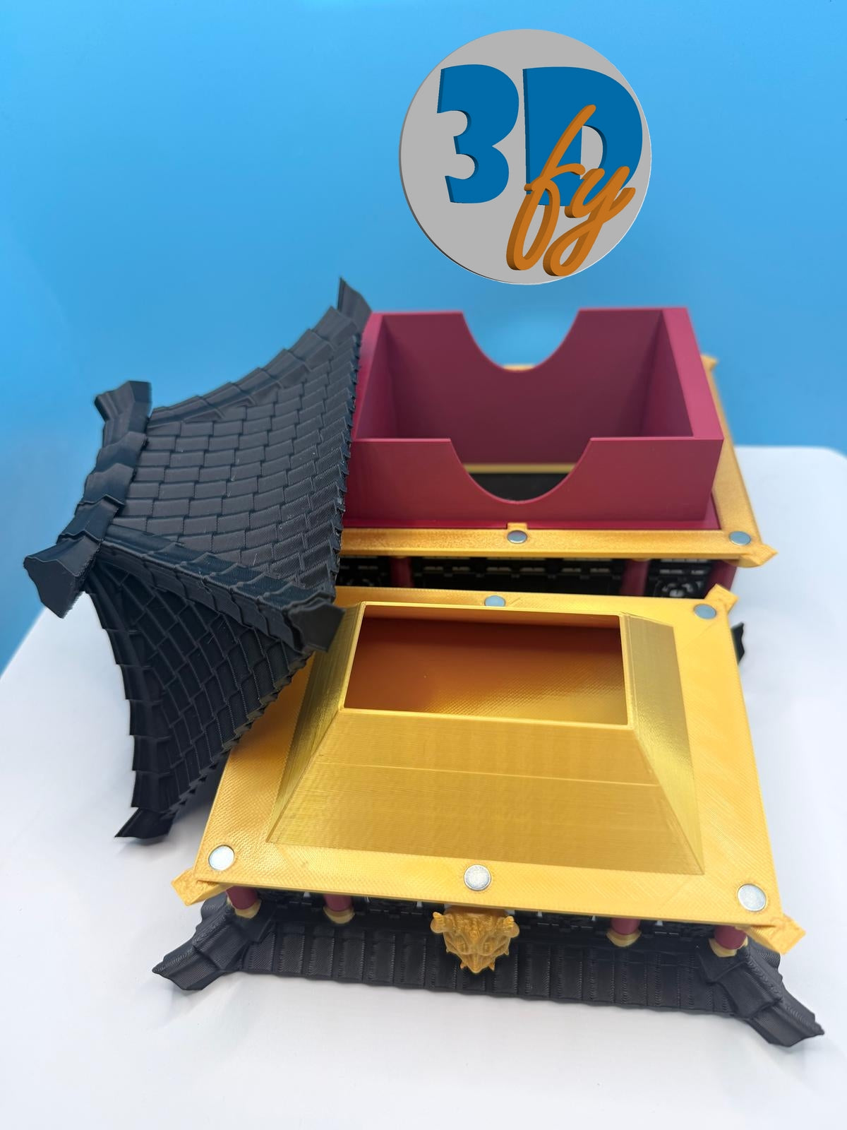 Samurai Pagoda Ninja Temple Deck Box • 100 Double‑Sleeved Commander Storage + Dice Compartment • Deck Box •Japanese Temple Card Vault