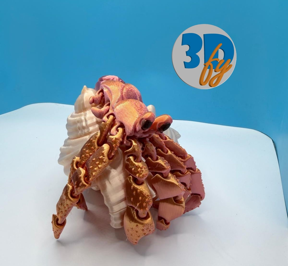Flexi Hermit with Shell included | Articulated Crab & Shell | Ocean Animal Desk Pet | Fidget Crab Gift | Sea Creature Collectible | Full Set