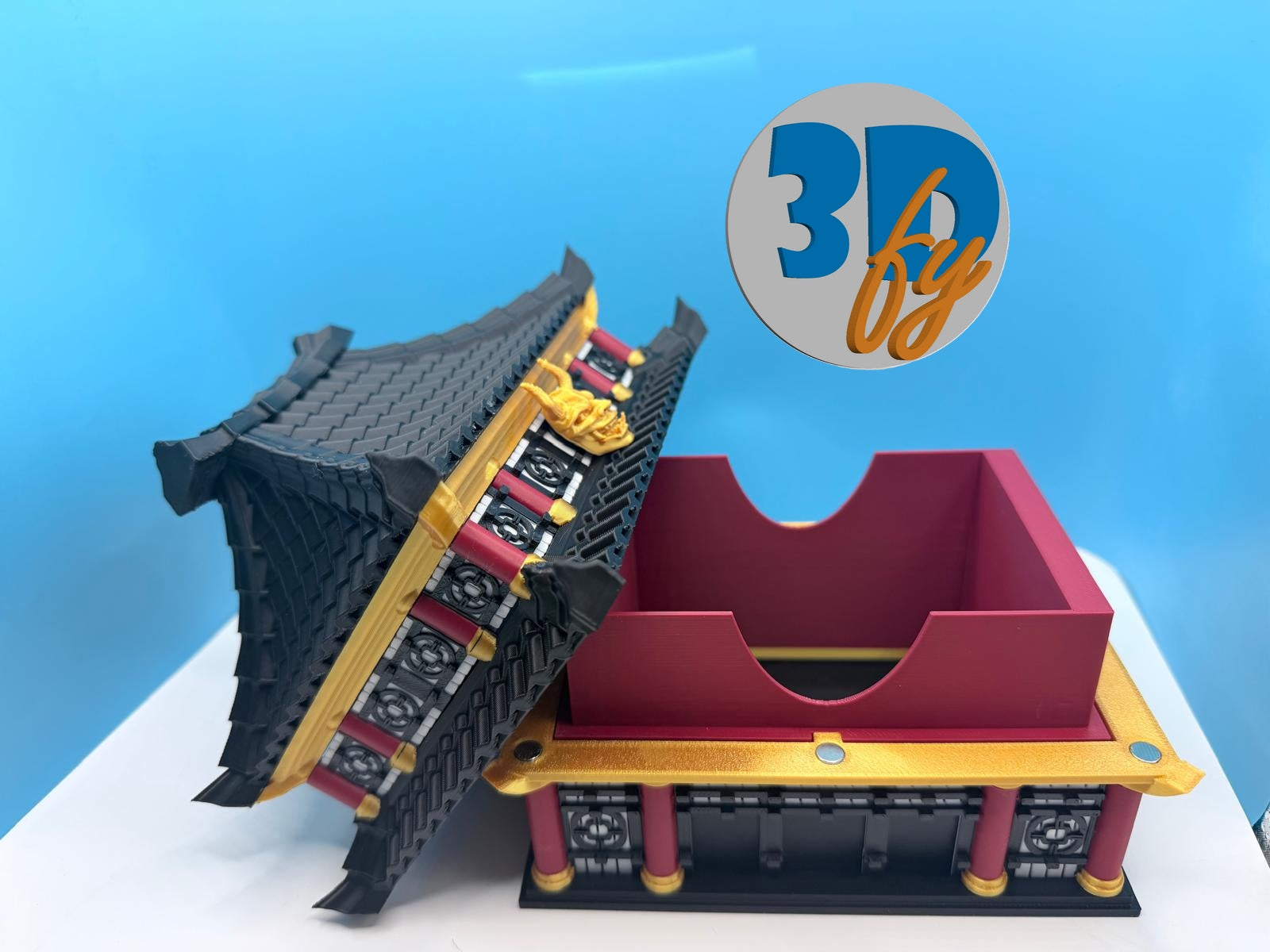 Samurai Pagoda Ninja Temple Deck Box • 100 Double‑Sleeved Commander Storage + Dice Compartment • Deck Box •Japanese Temple Card Vault