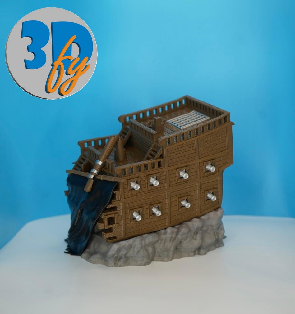 Wreck of the Stormcaller Deck Box • 100 Double‑Sleeved Card Storage + Hidden Dice Compartments • Pirate Shipwreck Commander Deck Box