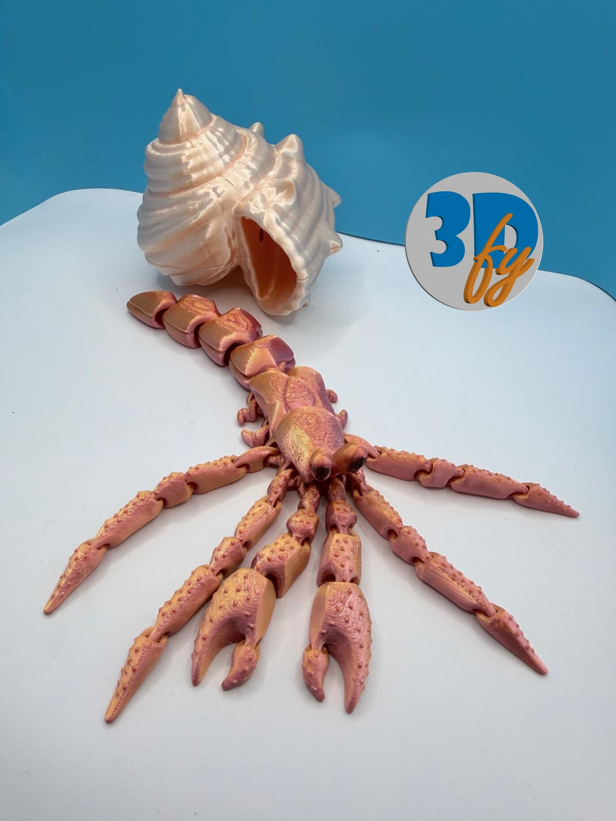 Flexi Hermit with Shell included | Articulated Crab & Shell | Ocean Animal Desk Pet | Fidget Crab Gift | Sea Creature Collectible | Full Set