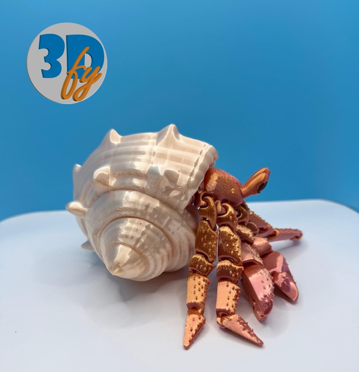 Flexi Hermit with Shell included | Articulated Crab & Shell | Ocean Animal Desk Pet | Fidget Crab Gift | Sea Creature Collectible | Full Set