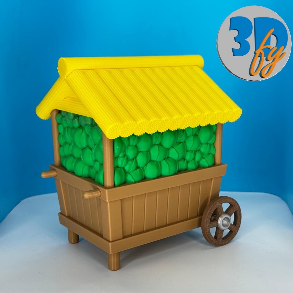 Fantasy Cabbage Market Cart Deck Box • 120+ Double‑Sleeved Cards with Removable Dice Holder • Whimsical Rolling Commander Deck Box