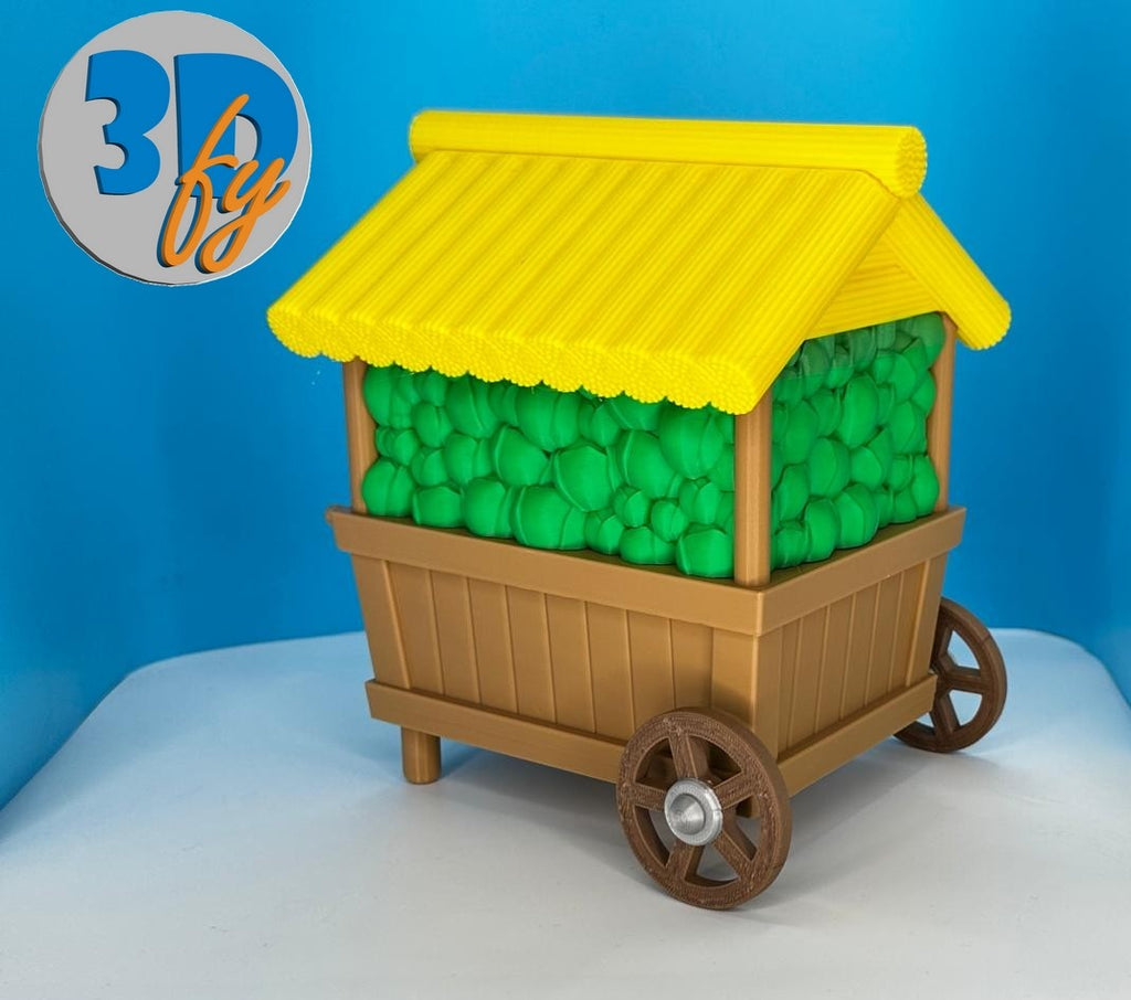 Fantasy Cabbage Market Cart Deck Box • 120+ Double‑Sleeved Cards with Removable Dice Holder • Whimsical Rolling Commander Deck Box