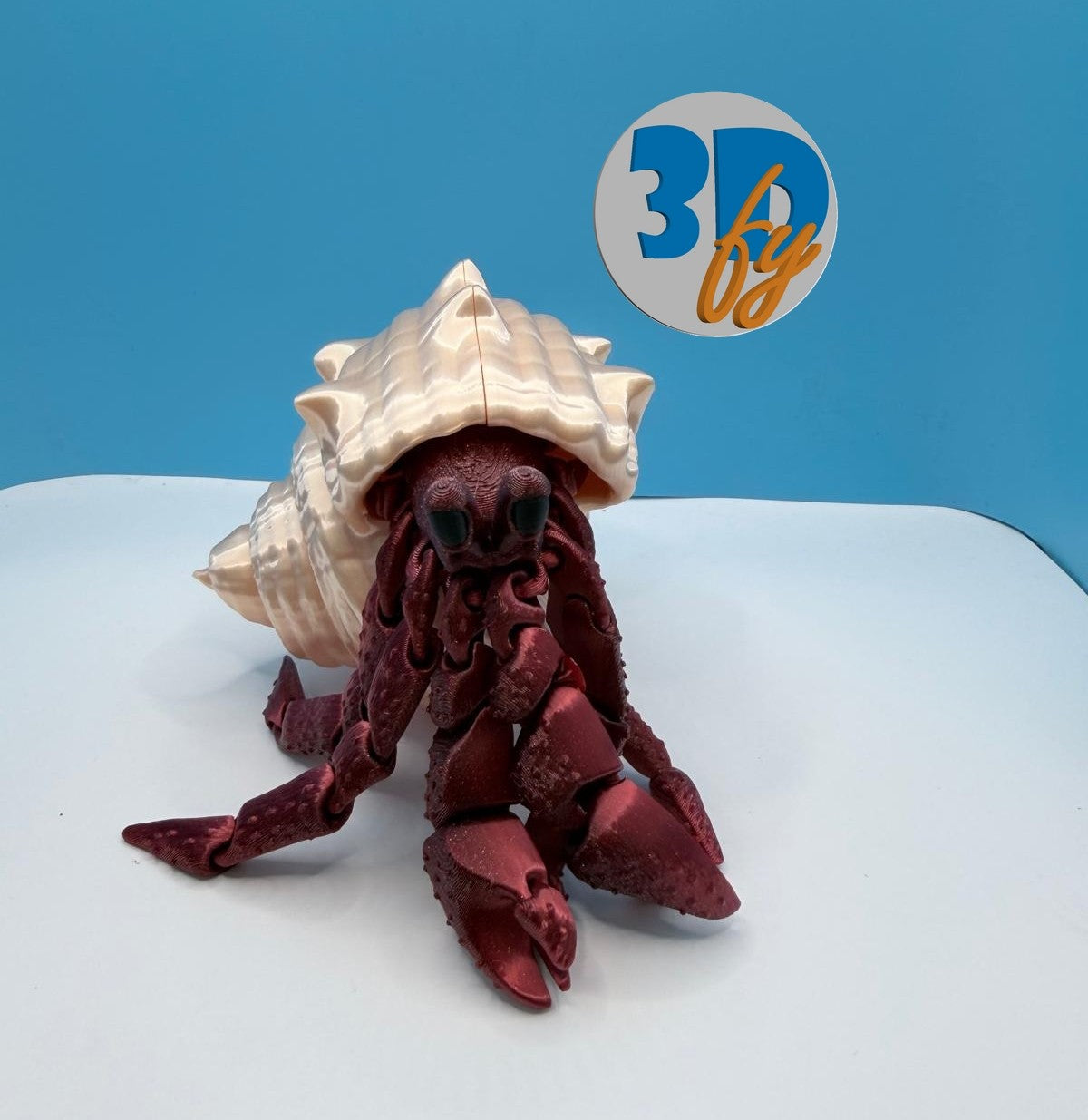 Flexi Hermit with Shell included | Articulated Crab & Shell | Ocean Animal Desk Pet | Fidget Crab Gift | Sea Creature Collectible | Full Set