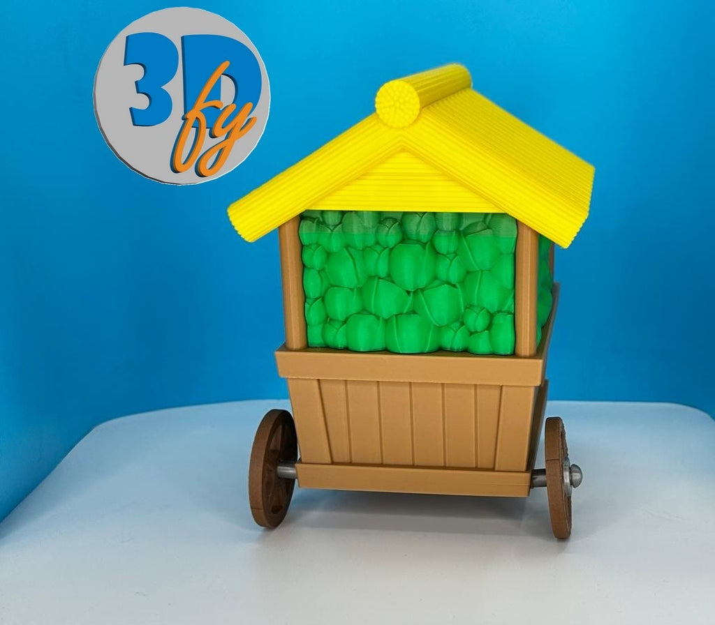 Fantasy Cabbage Market Cart Deck Box • 120+ Double‑Sleeved Cards with Removable Dice Holder • Whimsical Rolling Commander Deck Box