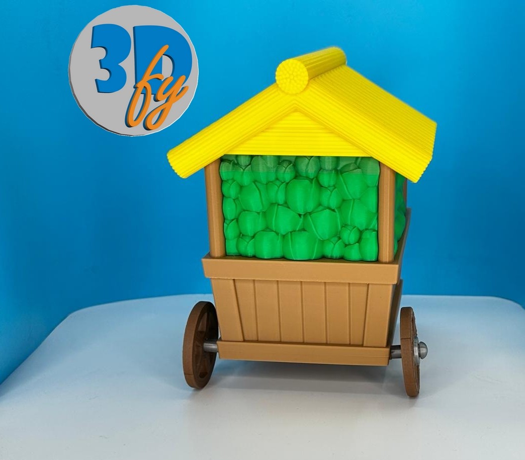 Fantasy Cabbage Market Cart Deck Box • 120+ Double‑Sleeved Cards with Removable Dice Holder • Whimsical Rolling Commander Deck Box