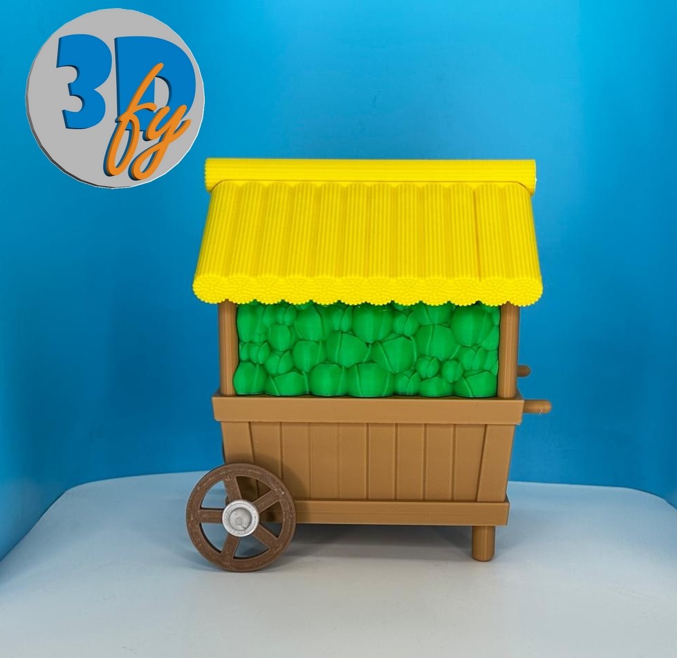 Fantasy Cabbage Market Cart Deck Box • 120+ Double‑Sleeved Cards with Removable Dice Holder • Whimsical Rolling Commander Deck Box