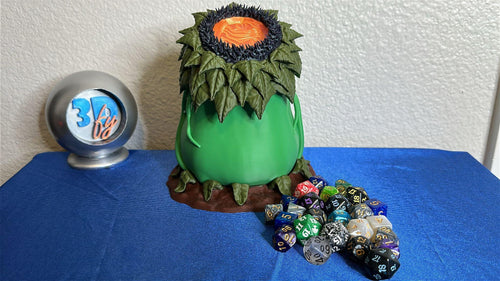 3D printed dark floral TCG deck box with sculpted petals