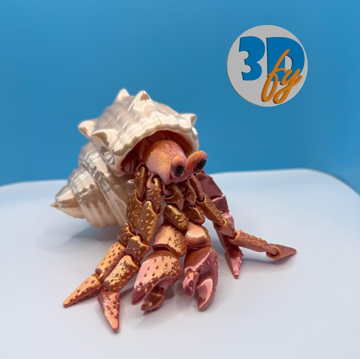Flexi Hermit with Shell included | Articulated Crab & Shell | Ocean Animal Desk Pet | Fidget Crab Gift | Sea Creature Collectible | Full Set