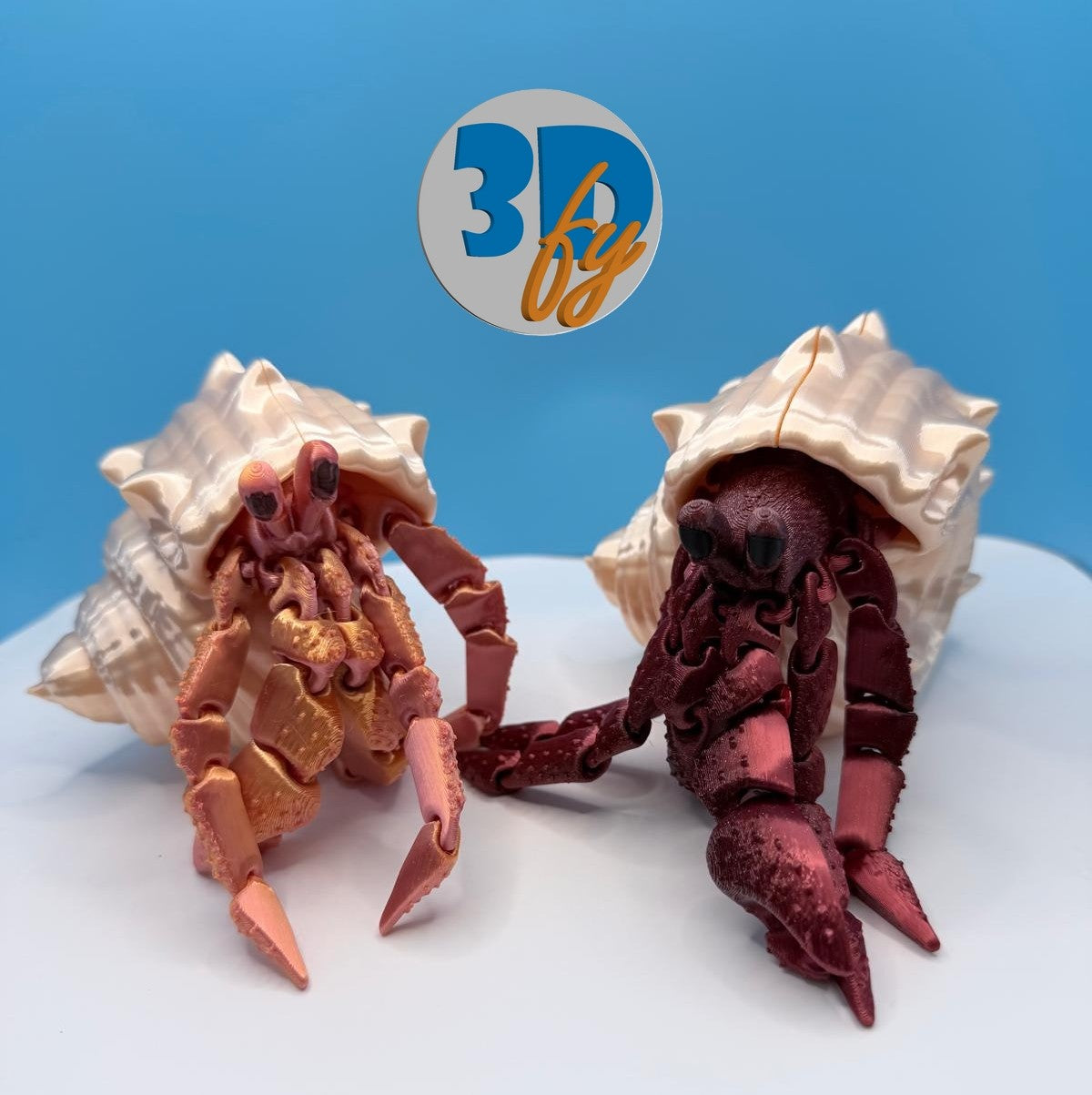 Flexi Hermit with Shell included | Articulated Crab & Shell | Ocean Animal Desk Pet | Fidget Crab Gift | Sea Creature Collectible | Full Set